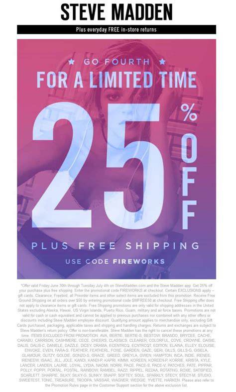 Join SM PASS+ and get 30% off your first purchase plus free overnight shipping on orders over $50 at Steve Madden. Use Coupon. Recently expired offers. …